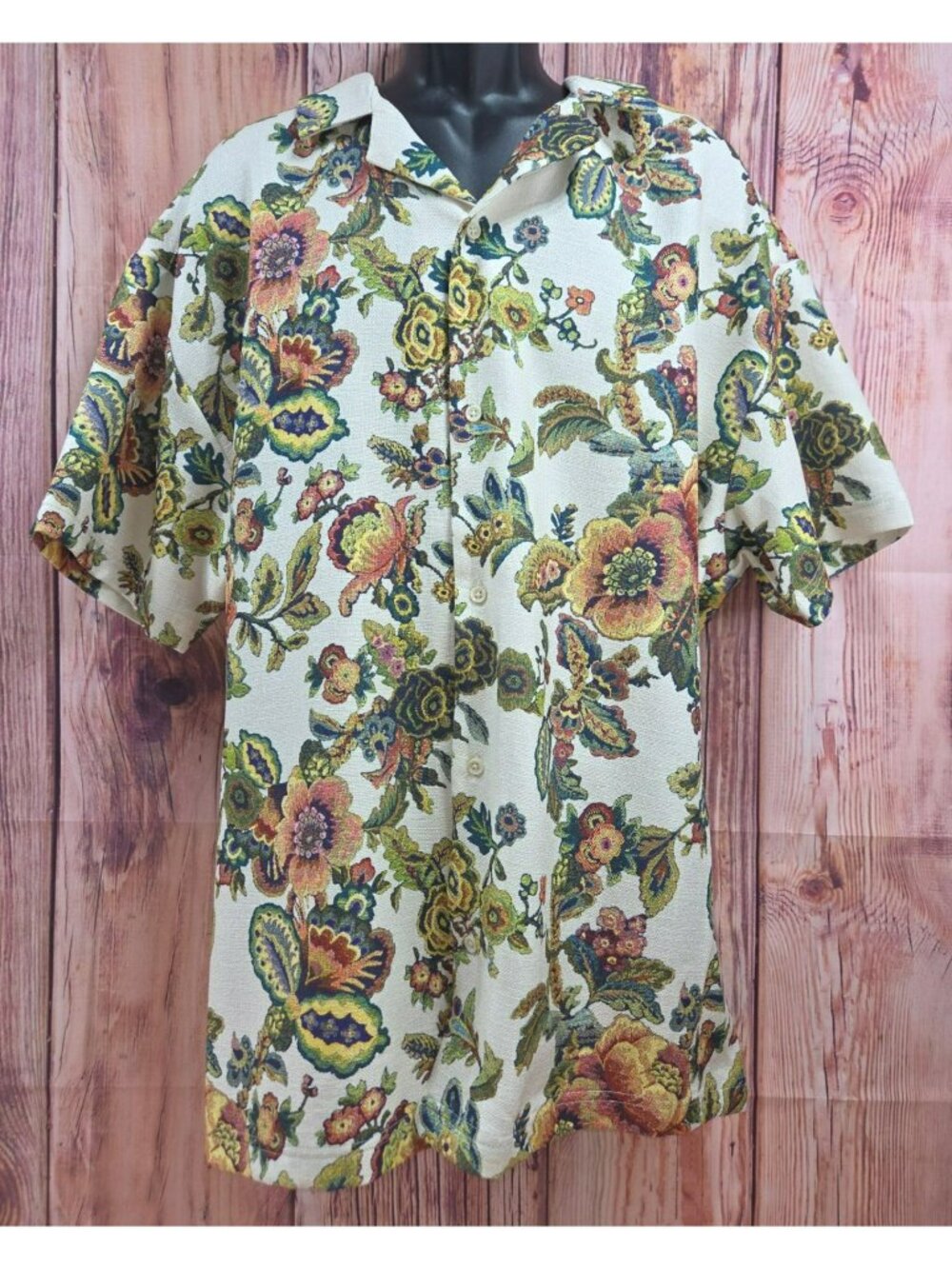 Malibu By Drell Floral Print Short Sleeve Shirt 2X